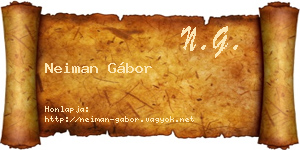 Neiman Gábor névjegykártya